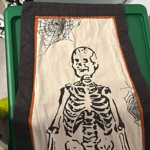 Halloween coffin shaped table runner 16" x 40" spooky Skeleton